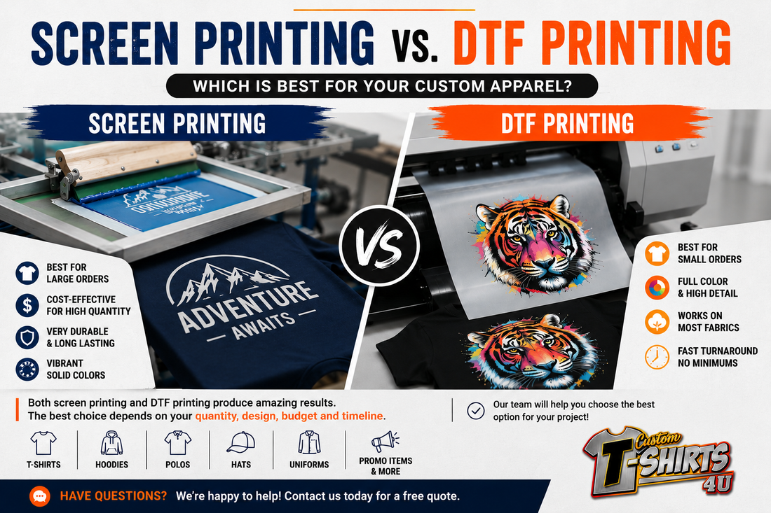 Screen Printing vs. DTF Printing: Which Is Best for Your Custom Apparel?
